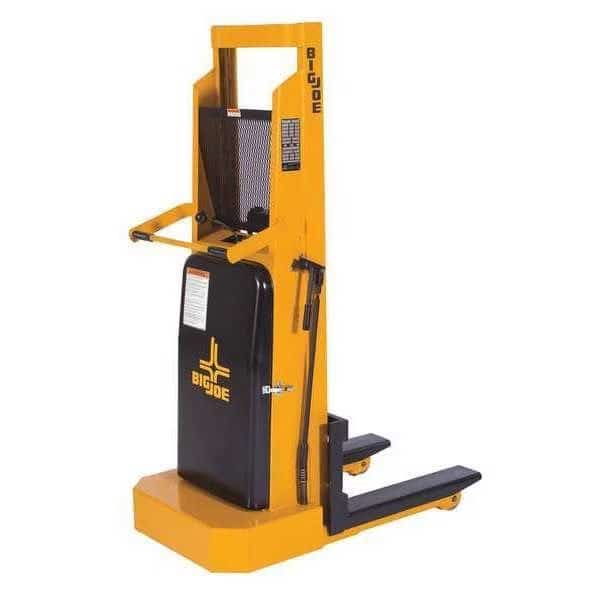 Powered-Lift/Manual-Push Fork-Over Stacker: 2,000 lb Load Capacity, Powered/Manual