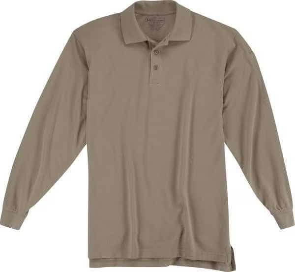 Tactical Polo Shirt, 40% Polyester, 60% Cotton, Button Front, 2 Pocket(s), Tan, XS
