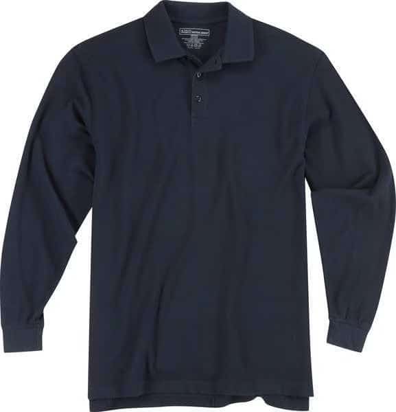 Tactical Polo Shirt, 40% Polyester, 60% Cotton, Button Front, 2 Pocket(s), Dark Navy, 3XL