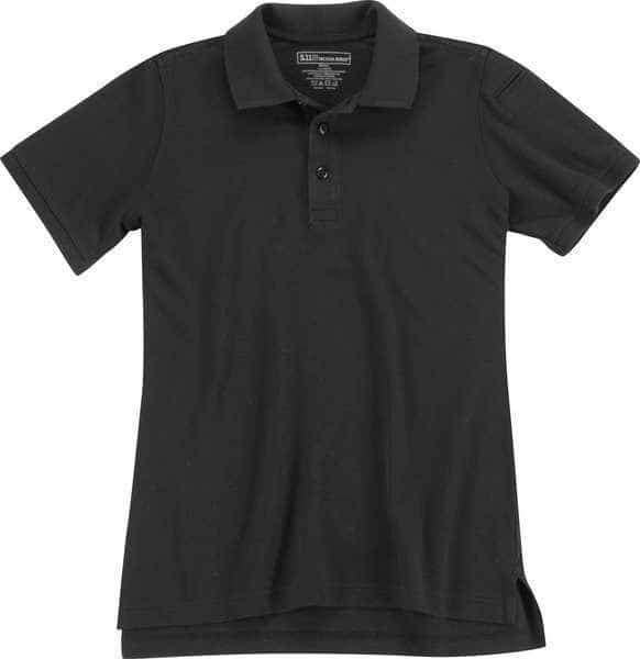 Tactical Polo Shirt, 40% Polyester, 60% Cotton, Button Front, 1 Pocket(s), Black, M