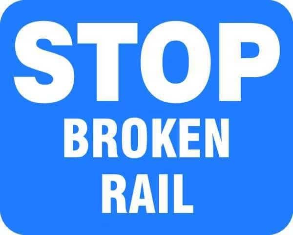 Railroad Stop Sign, 12" Height, 15" Width, Aluminum, Rectangle, English