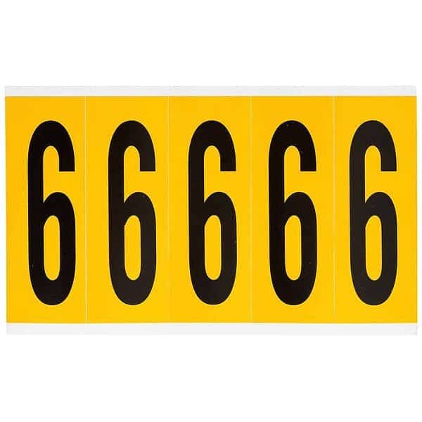 Number Label, 6, 5in.Hx1-3/4in.W, Vinyl