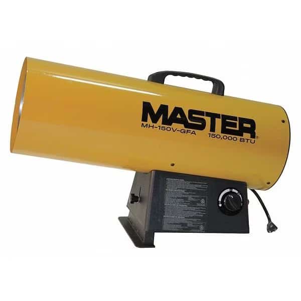 Forced Air Heater, Liquid Propane, 150,000 BtuH, 400 cfm, 9 7/64 in Wx, MASTER, Mfr# 150VMHD-GFA