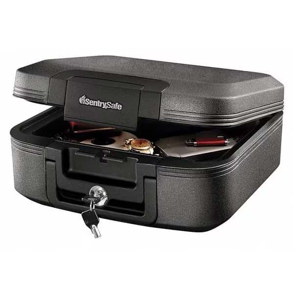 0.28 cu ft Fire Rated Chest Safe, 20 lb, Privacy Key Lock, 6-3/5 in H x 15-2/5 in W x 14-1/3 in D