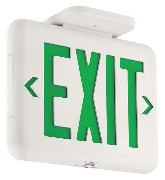 Exit Sign, White, 1 or 2 Face(s), LED, Universal Mount, Not Battery Powered