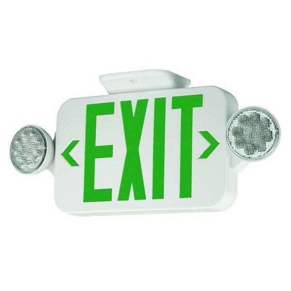 Exit Sign with Emergency Lights, White, 1 or 2 Face(s), LED, Universal Mount, Nickel Cadmium