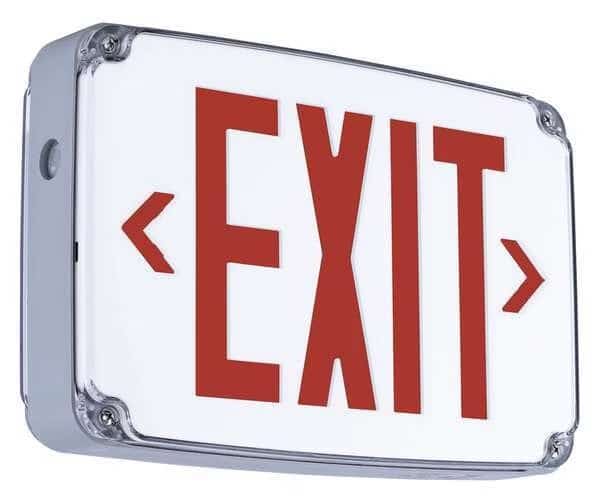 Exit Sign, Silver, 1 Face(s), LED, Universal Mount, Nickel Cadmium