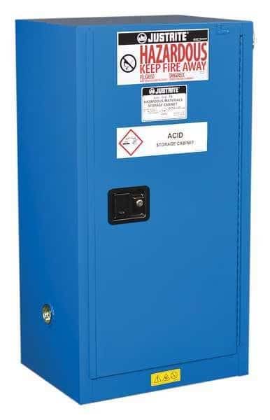 Hazard Material Safety Cabinet, 15 gal., Blue, Justrite, Mfr#: 861528