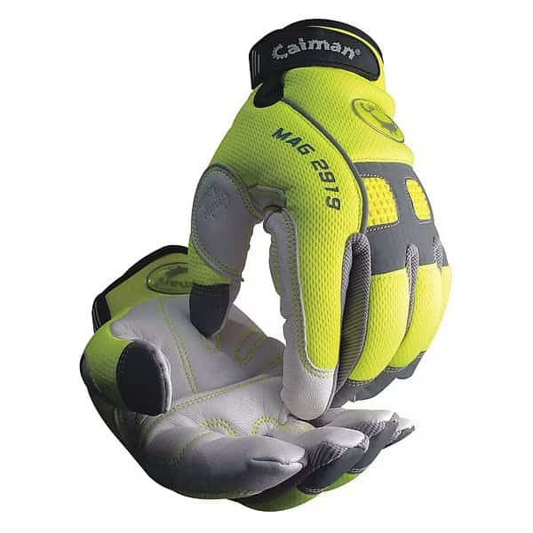 Hi-Vis Mechanics Gloves, M, Yellow/White