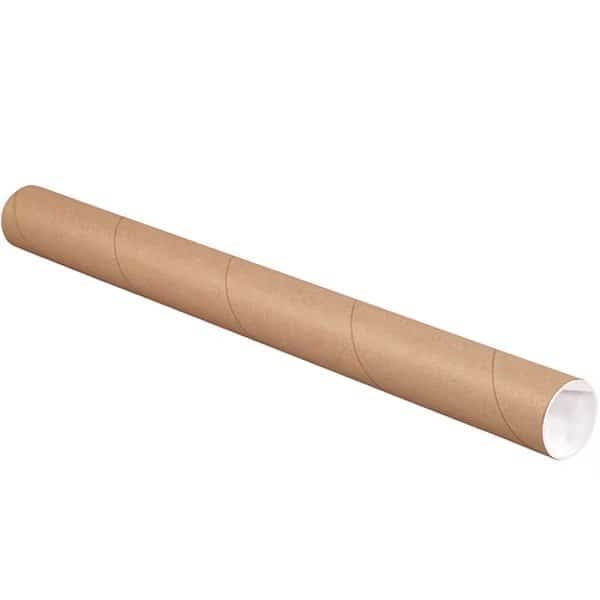 Mailing Tubes with Caps, 2" x 15", Kraft, PK12