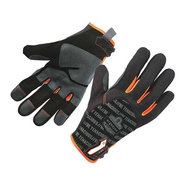 Mechanics Gloves, AX Suede Palm, XL, Black/Gray