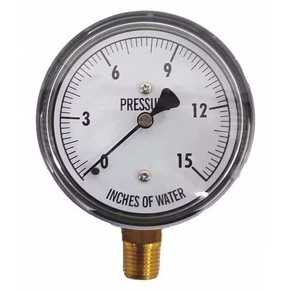 Low Pressure Gauge, Bottom, 15" H2O