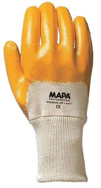 Nitrile Coated Gloves, 3/4 Dip Coverage, Yellow, 6, PR, Mapa, Mfr#: GPA397