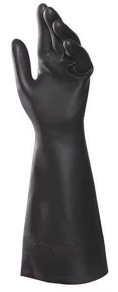 Chemical Resistant Gloves, Natural Rubber Latex / Neoprene, 16 in L, Black, 9, 1 PR