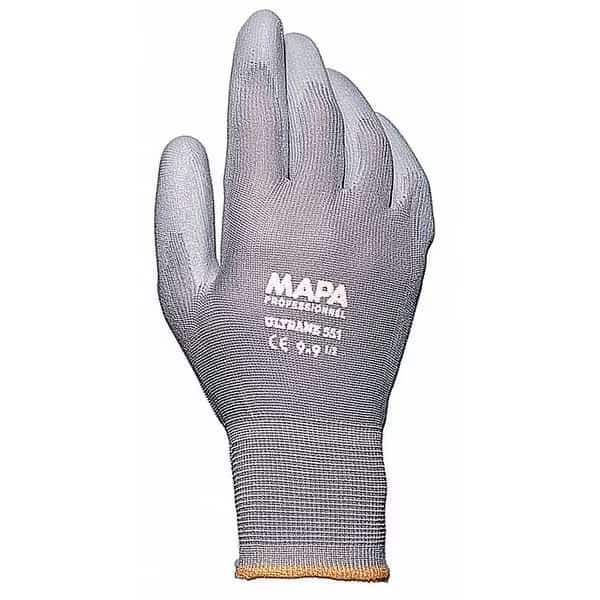Coated Gloves, Polyurethane, Palm, 4 Abrasion Level, Gray, 10 1 PR