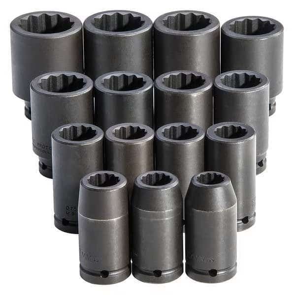 3/4" Drive Impact Socket Set, Metric, 15 pcs, PROTO, Mfr# J72104M
