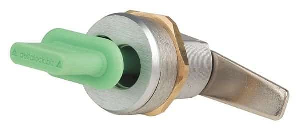 Interchangeable Core Keyed Cam Lock, Brushed Chrome, 1 1/4 in For Door Thickness, 0 Number of Keys