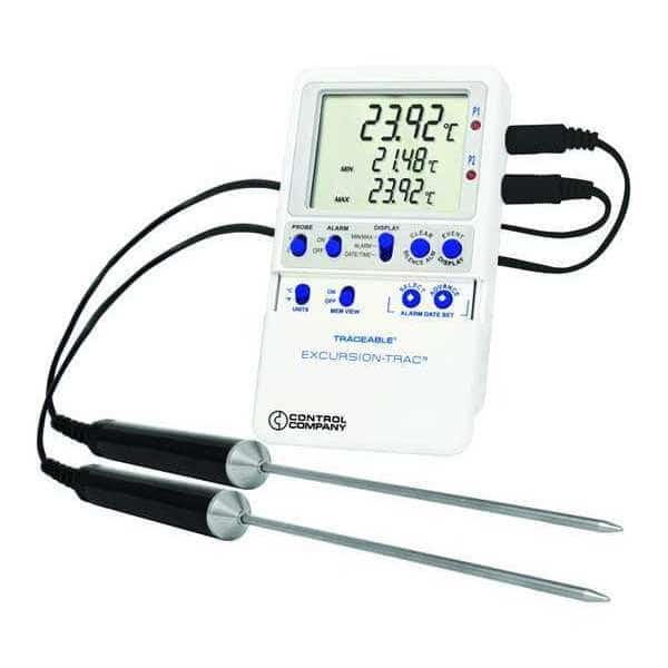 Digital Data Logging Thermometer, Excursion-Trac with (2) Stainless Steel Probe Style