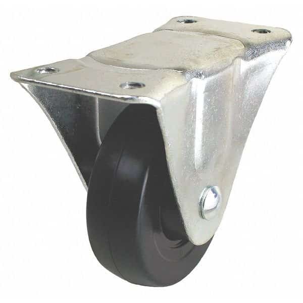 Rigid Plate Caster, Rubber, 4 in., 350 lb.