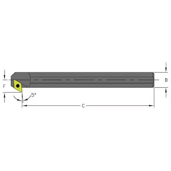 Indexable Boring Bar, S06J SDXCL2, 4-1/2 in L, High Speed Steel, 55 Degrees  Diamond Insert Shape