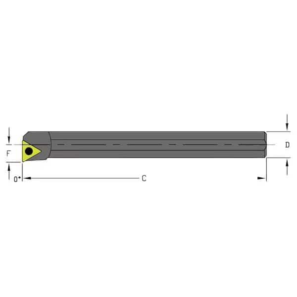 Indexable Boring Bar, A08M STFPR2, 6 in L, High Speed Steel, Triangle Insert Shape