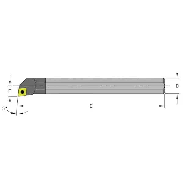 Indexable Boring Bar, E08J SCLPL2-312, 4-1/2 in L, Carbide, 80 Degrees  Diamond Insert Shape