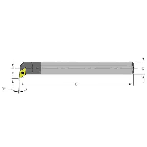 Indexable Boring Bar, E12S SDUCL3, 10 in L, Carbide, 55 Degrees  Diamond Insert Shape