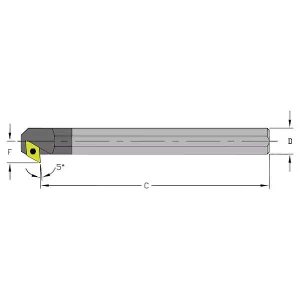 Indexable Boring Bar, C08R SDXCL2, 8 in L, Carbide, 55 Degrees  Diamond Insert Shape