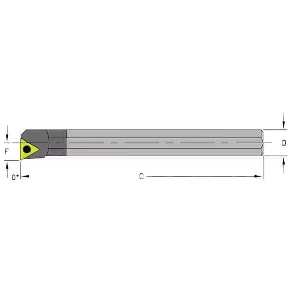 Indexable Boring Bar, E06M STUPL2, 6 in L, Carbide, Triangle Insert Shape