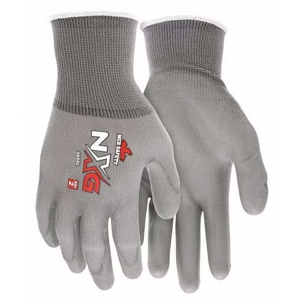 Coated Gloves, Polyurethane, Smooth, Palm, 4 Abrasion Level, Gray, 2XL (11) 1 PR