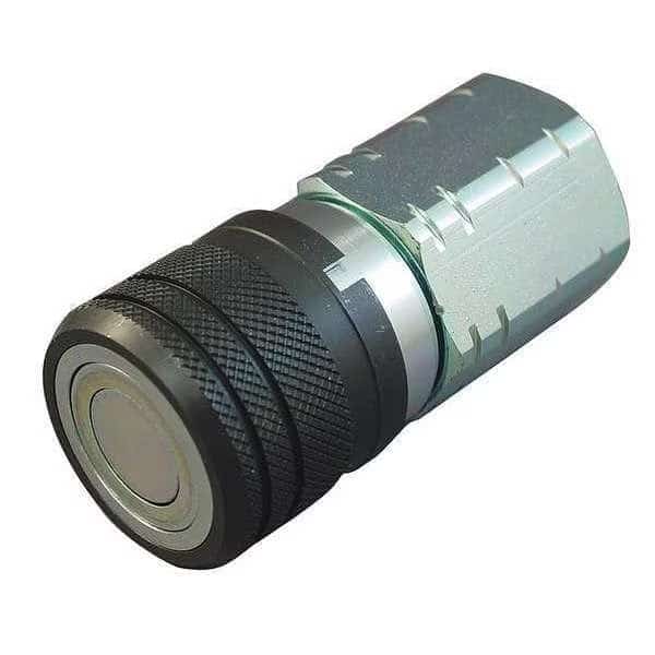 Hydraulic Quick Connect Hose Coupling, Steel Body, Push-to-Connect Lock, 3/4"-14 Thread Size