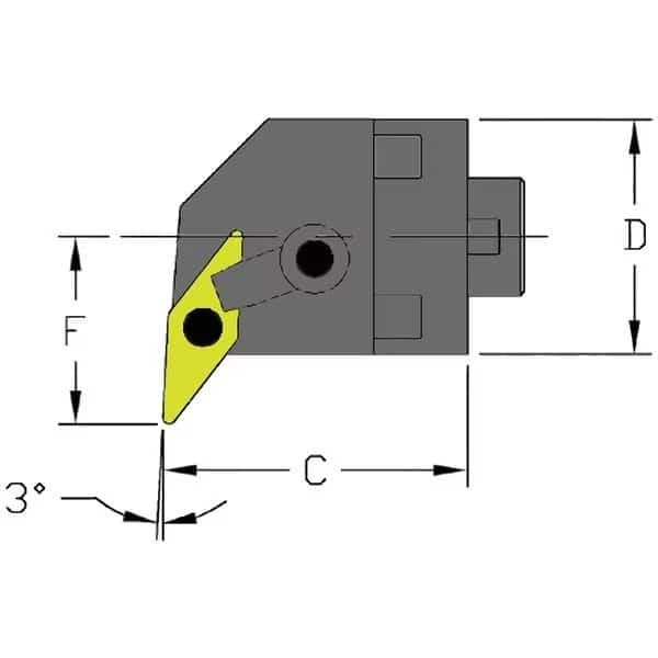 Indexable Cutting Head Unit, MH28 MVUNR3-CFT, 1-5/8 in L, Steel, 35 Degrees  Diamond Insert Shape