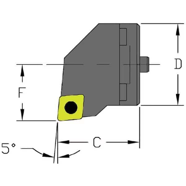 Indexable Cutting Head Unit, SH24 SCLCL4, 1.4960 in L, Steel, 80 Degrees  Diamond Insert Shape