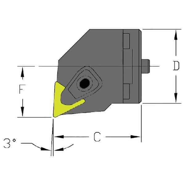 Indexable Cutting Head Unit, SH24 DTUNR3, 1.4960 in L, Steel, Triangle Insert Shape