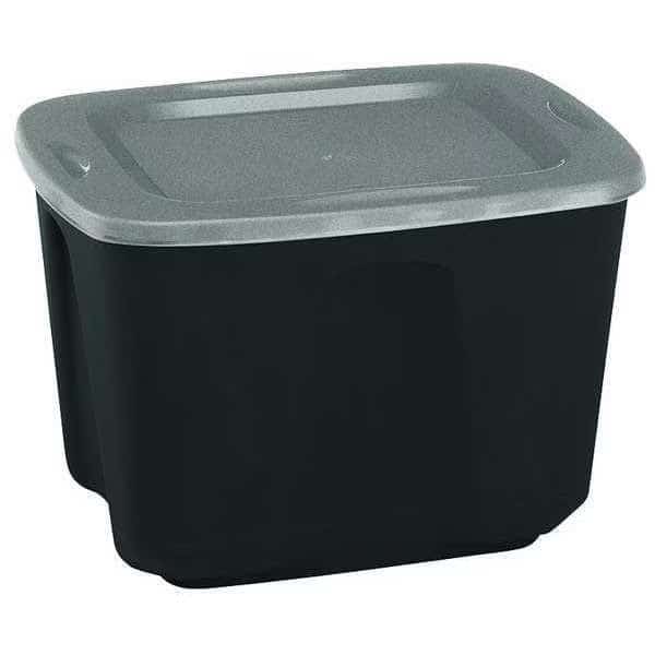 Stackable Storage Tote W/ Lid, 18 gal, 23-1/2 in L x 17-1/2 in W x 15-1/2 in H, Gray, Polypropylene