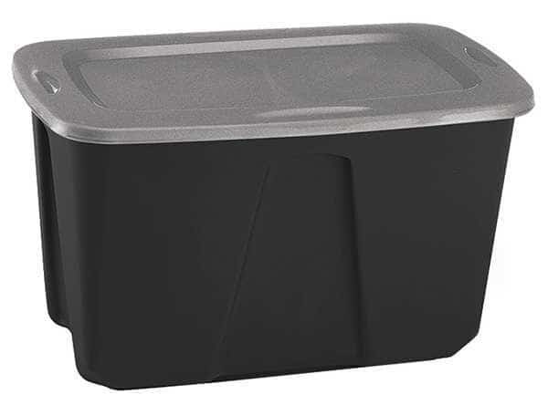 Storage Tote W/ Lid, 32 gal, 31-7/8 in L, 20 in W, 17-3/4 in H, Gray, Polypropylene