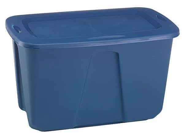Storage Tote W/ Lid, 32 gal, 31-7/8 in L, 20 in W, 17-3/4 in H, Blue, Polypropylene