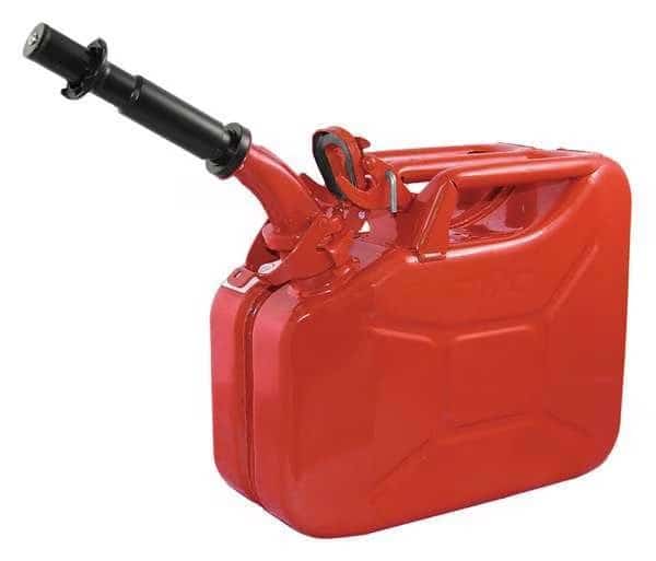 Gas Can, Cold Rolled Steel, 2.6 Gallon, Self-Venting, Includes Spout, 10 3/4 in H, Red