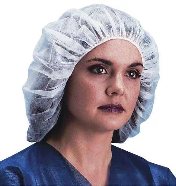Bouffant Cap, Polypropylene, 21 in Dia., White, M, 1000 PK