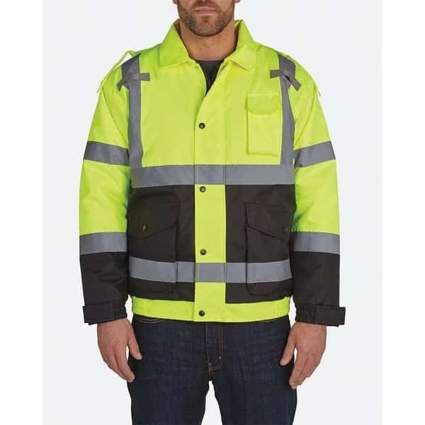 Hi-Vis Bomber Jacket, Teflon Fabric, Class 3 Black/Yellow, MT