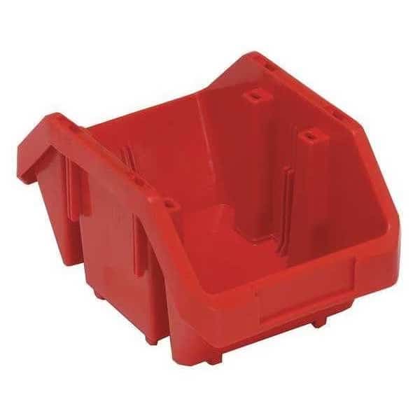 Hang & Stack Storage Bin, Plastic, Red, 5 in H, 6 5/8 in W, 9 1/2 in L
