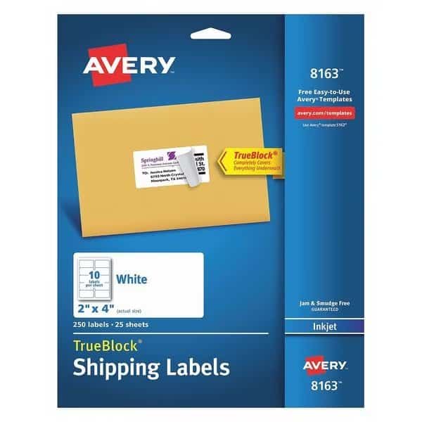 Shipping Labels, Inkjet, 2"x4", Wht, PK250