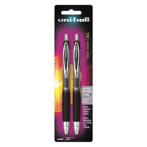 Pen, Gel, Signo 207, Bk, PK2