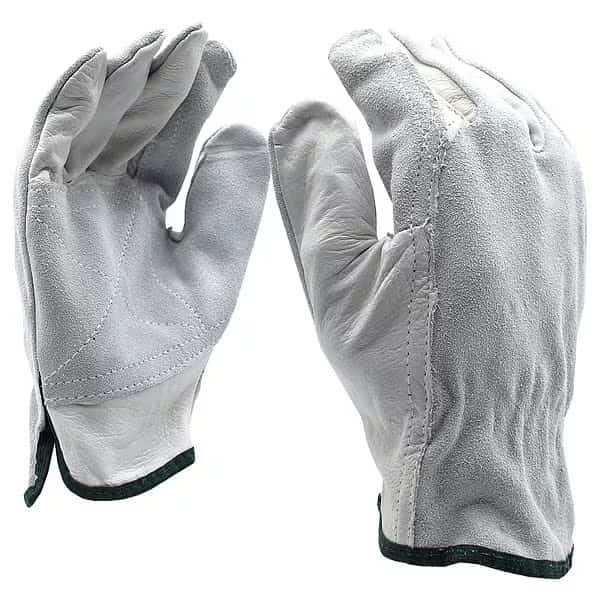 Leather Drivers Gloves, Split Grain Cowhide, Shirred Elastic Back, Wing Thumb, L 12 PK