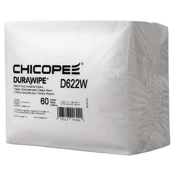Durawipe 600 Wiper, Quarter Fold, Wht, PK16