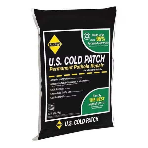 US Cold Patch Permanent Pothole Repair, 50 lb Bag, Recycled Asphalt Mix, 56 PK