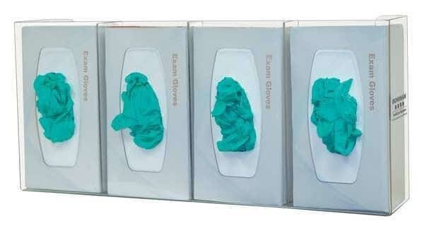 Glove Box Dispenser, PETG Plastic, Holds (4) Boxes , Clear , 10-1/8 in H x 22-5/8 in W x 4 in D