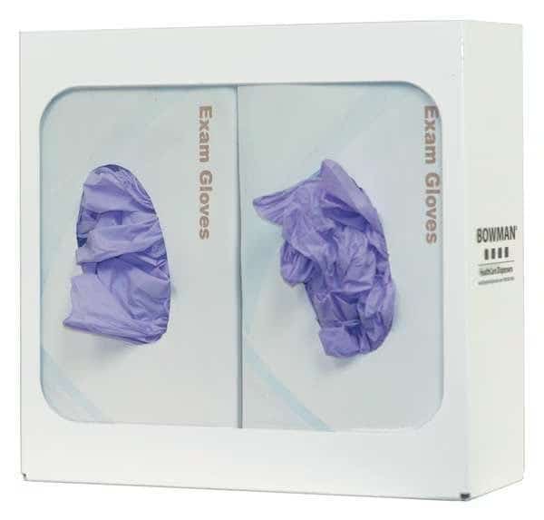 Glove Box Dispenser, Powder-Coated Steel, Holds (2) Boxes , White , 10 in H x 10-5/8 in W x 3-7/8 in D