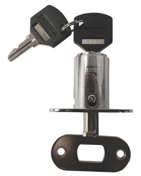 Sliding Door Lock, Polished chrome, 1-1/4 For Door Thickness, Keyed Alike Key Type