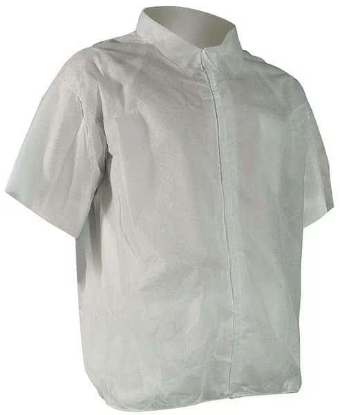 Disposable Smock, L, Polypropylene, Hook-and-Loop, Open Cuff, Serged Seam, 50 PK